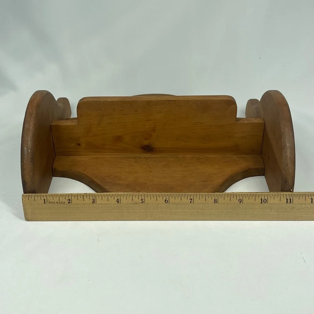 Vintage Wood Wall Shelf Spindle Rail Farmhouse Brown 11x11 Small Rack
